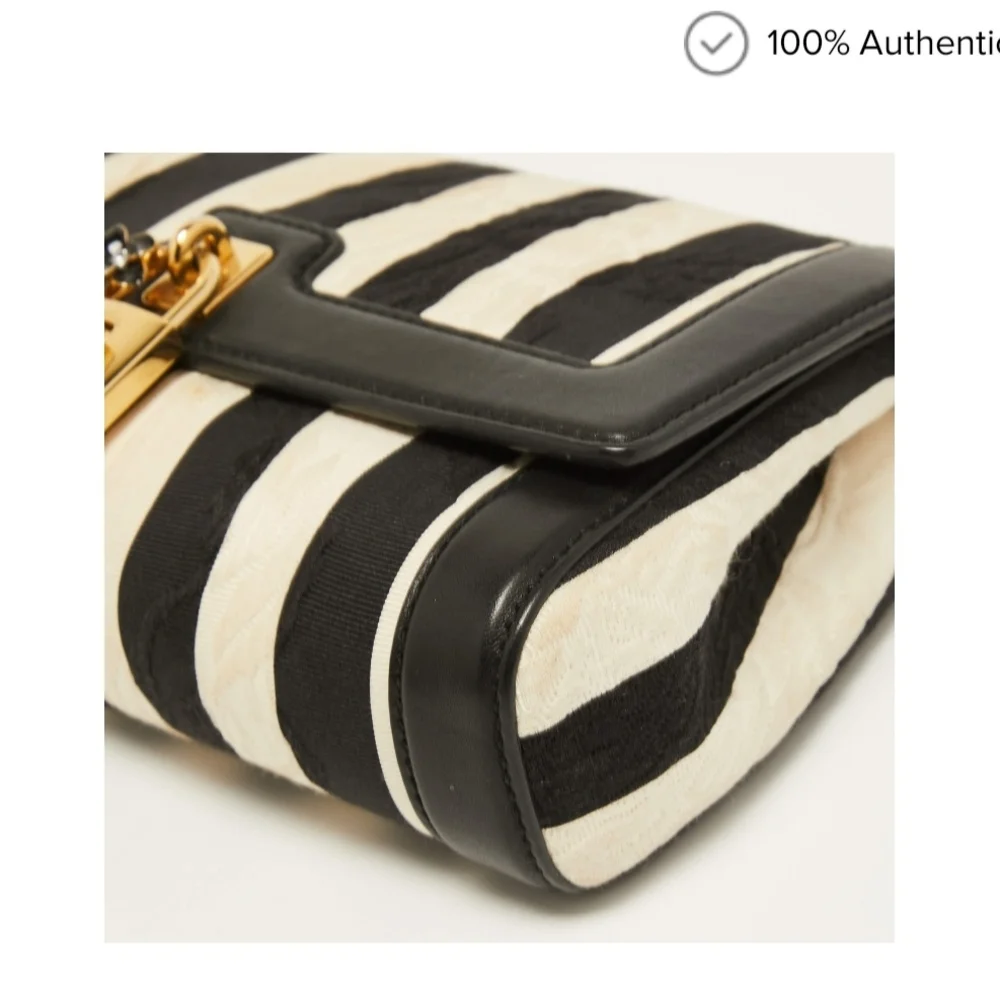D&G Black and Cream Striped Shoulder Bag - Picture 2 of 14